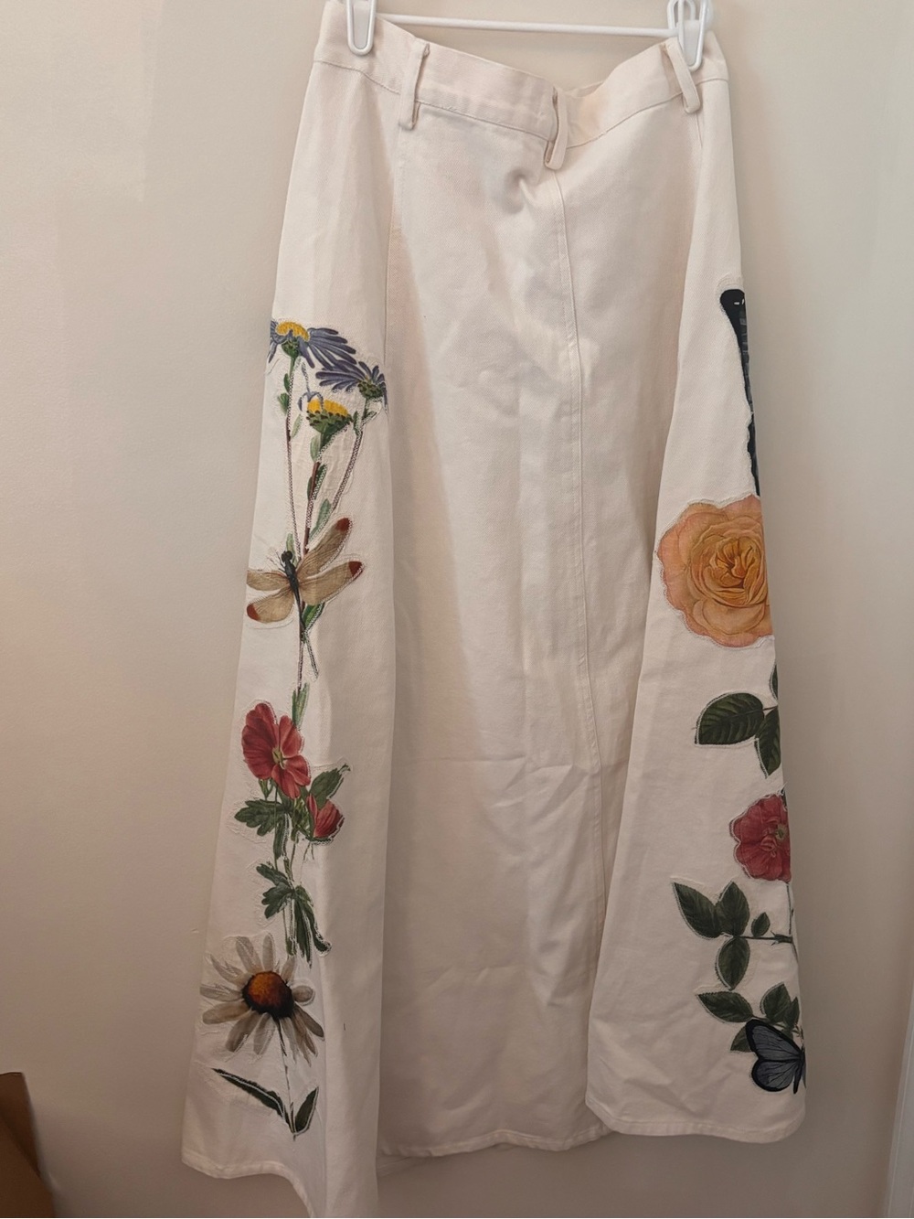 FREE PEOPLE X DENIM AND BONE DENIM MAXI SKIRT ECRU - Picture 3 of 3